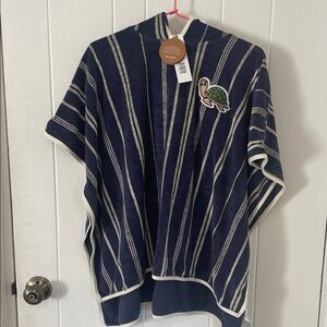 Mini Rodini Navy and Cream Terry Cloth Hooded Poncho